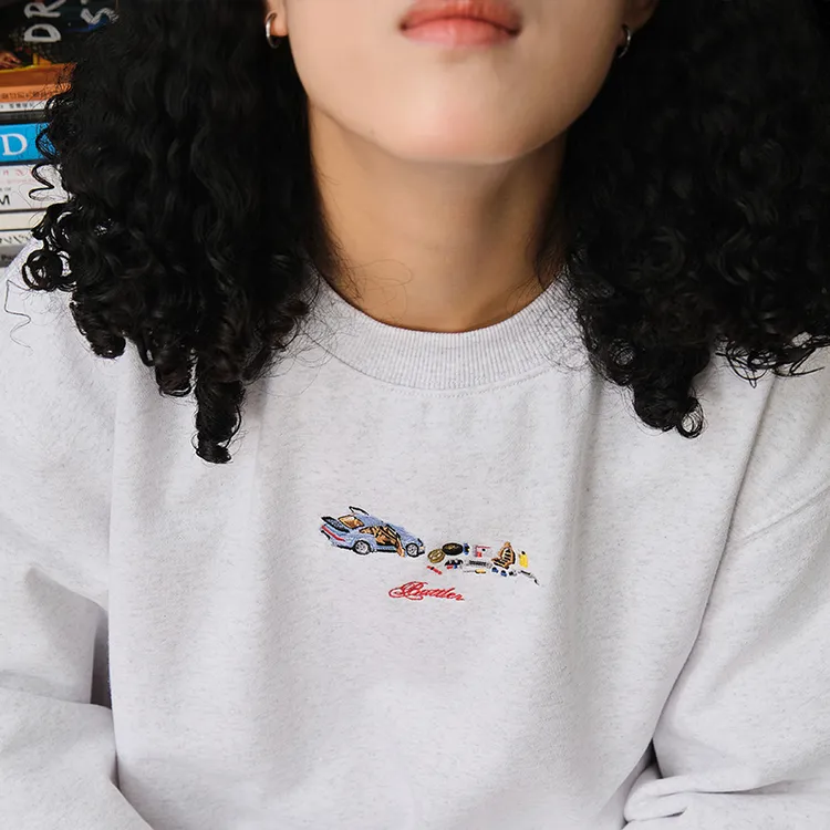 Battles 涡轮卫衣圆领刺绣重磅420g美式宽松休闲秋冬套头印花