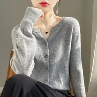 一线成衣~25秋冬新款100山羊绒开衫女圆领气质百搭针织开衫外套 6