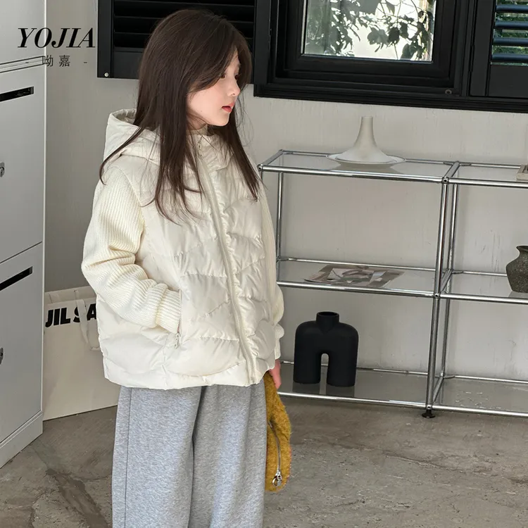 YOJIA女童棉服冬季2025新款洋气连帽小学生内搭棉衣冬装儿童外套