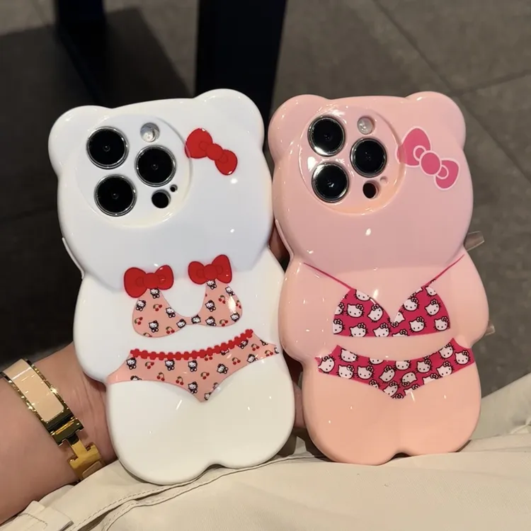 奥菲顿辣妹泳衣KT猫小熊壳适用iPhone16/15promax手机壳苹果14/13