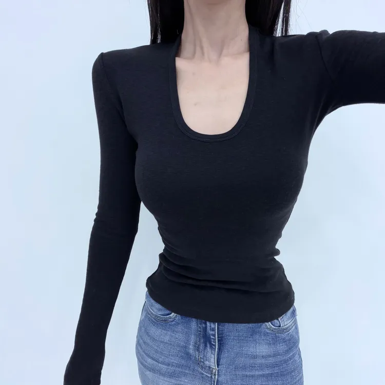 楠楠李加绒沙漏腰显腰线T恤显瘦短款百搭夏季黑色修身031
