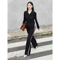JZ玖姿【星线好物】JWEQ11004商场同款简约通勤撞色设计休闲直筒裤