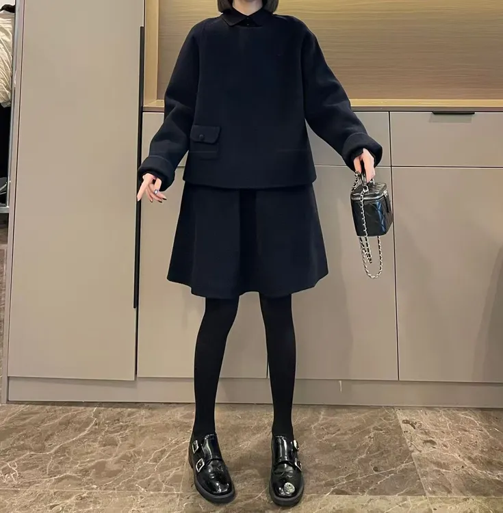 米可/MK-3048XX【双面上衣+半身裙套装】时尚休闲冬季新款两件套