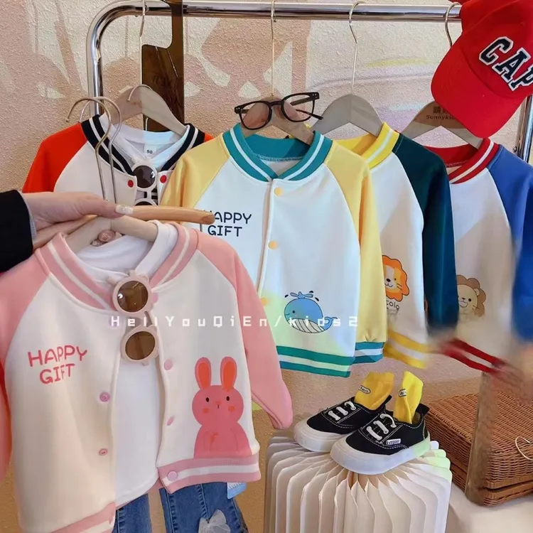 儿童加绒棒球服宝宝外套男童女童开衫休闲洋气韩版秋冬季童装洋气