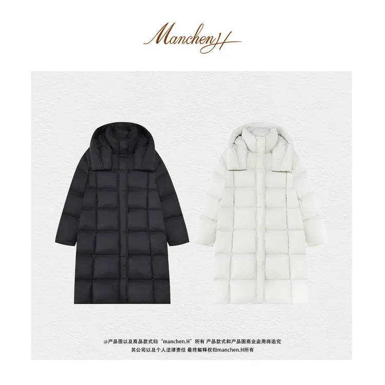 曼辰manchenh"冰雪世界"巨保暖长款连帽三防抗皱鹅绒服（可拆卸）