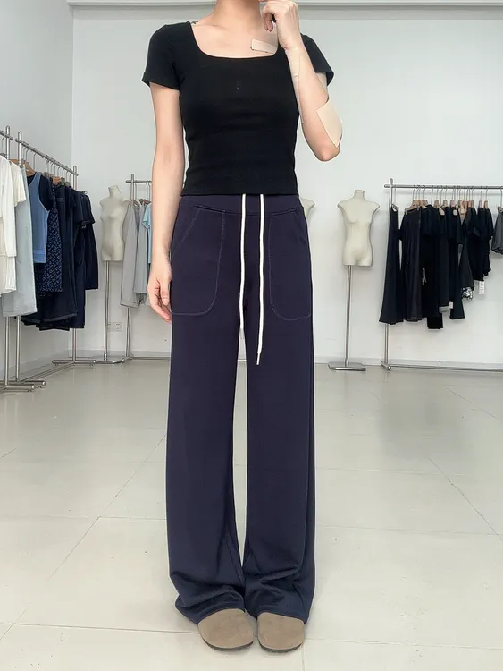 【慵懒有型】新款春夏秋裸感阔腿宽松抽绳口袋休闲显瘦卫裤休闲裤