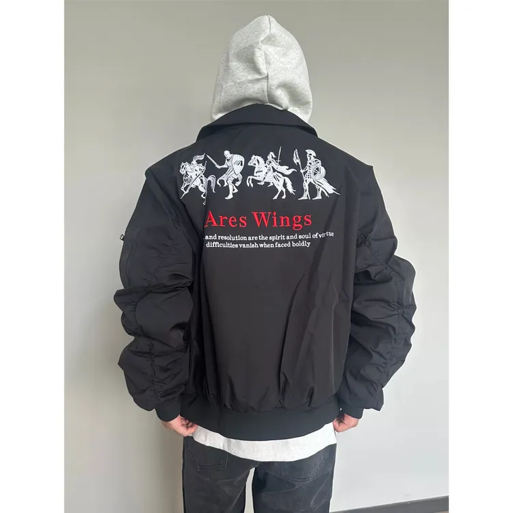 斯巴达战马刺绣棒球服外套男青少年早秋ootd穿搭美式短款飞行夹克