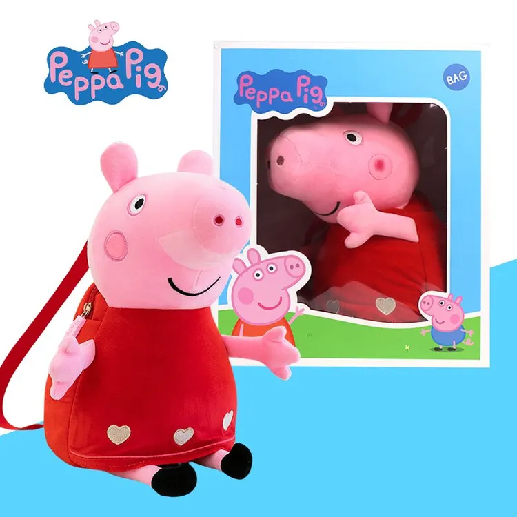 Peppapig/小猪佩奇毛绒公仔女孩网红双肩书包个性可爱