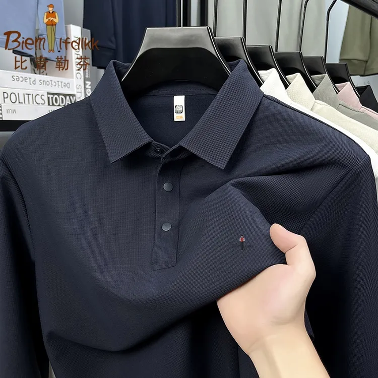 正品秋冬款高端男士长袖POLO衫商务休闲无痕磨毛刺绣保暖纯色T恤