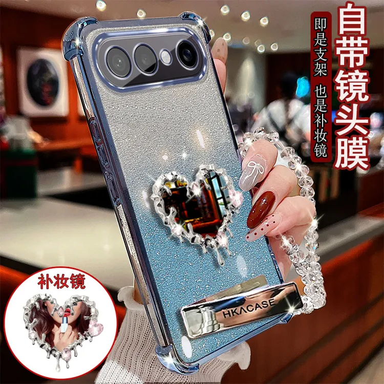 适用vivo S50promini手机壳2527A镶钻支架爱心镜子防摔套镜头全包