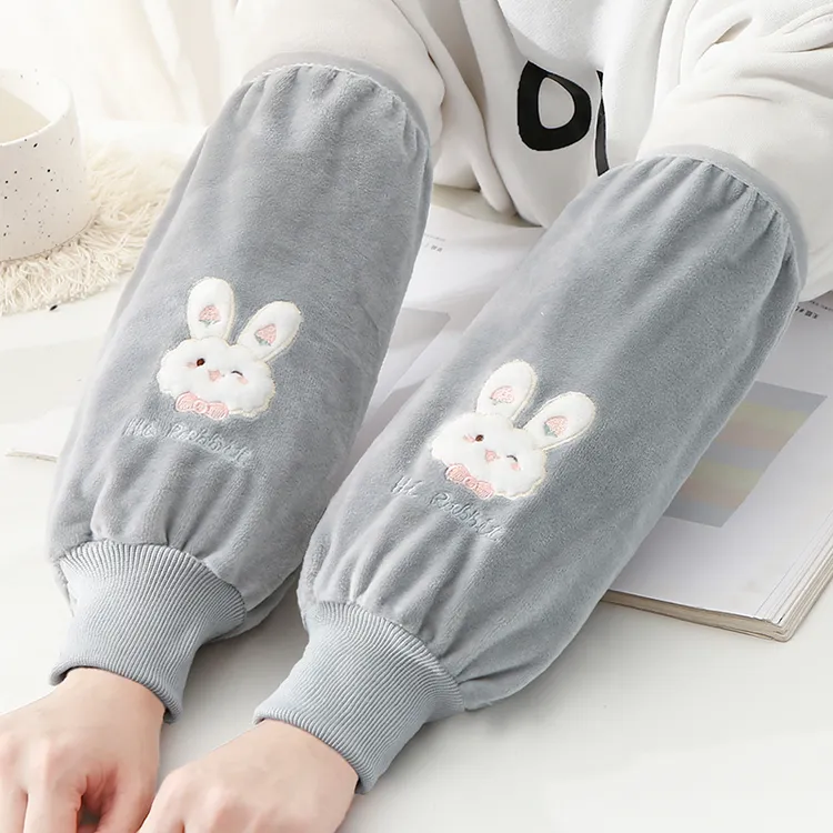 长款罗口绒布袖套干活上班耐脏护袖冬天男女款厨房羽绒服专用套袖