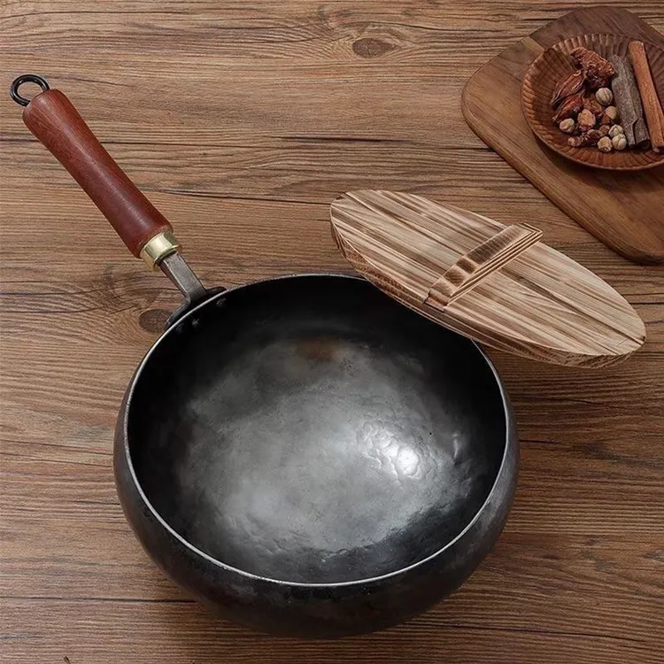 章丘大肚手工铁锅一人食锻打奶锅炒锅无涂层不粘锅炒菜锅辅食家用