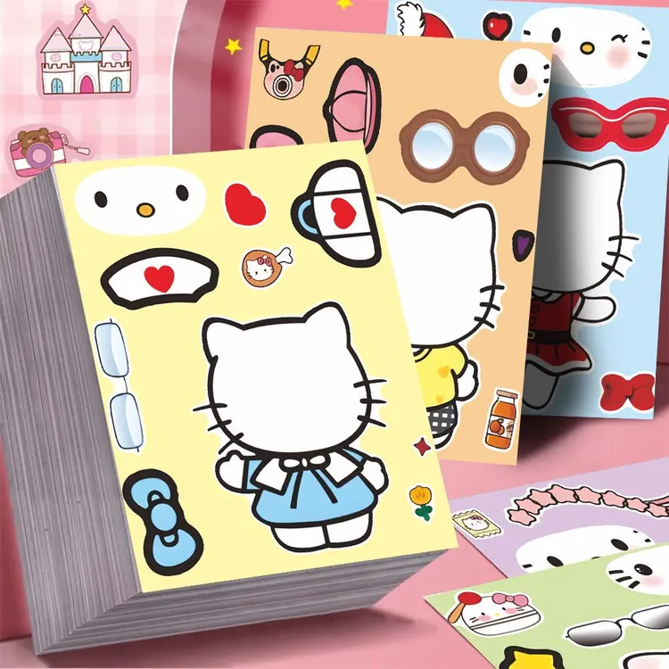 卡通可爱hellokitty凯蒂猫换装贴纸创意装饰益智手账素材手工日常