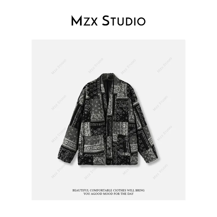【MZX STUDIO】“山本风腰果花道袍”摇粒绒开衫棉服外套WT11867-P