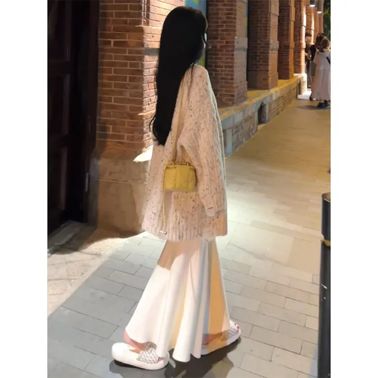 MARIE.COCO慵懒风软糯针织毛衣外套开衫女温柔风法式鱼尾半身长裙
