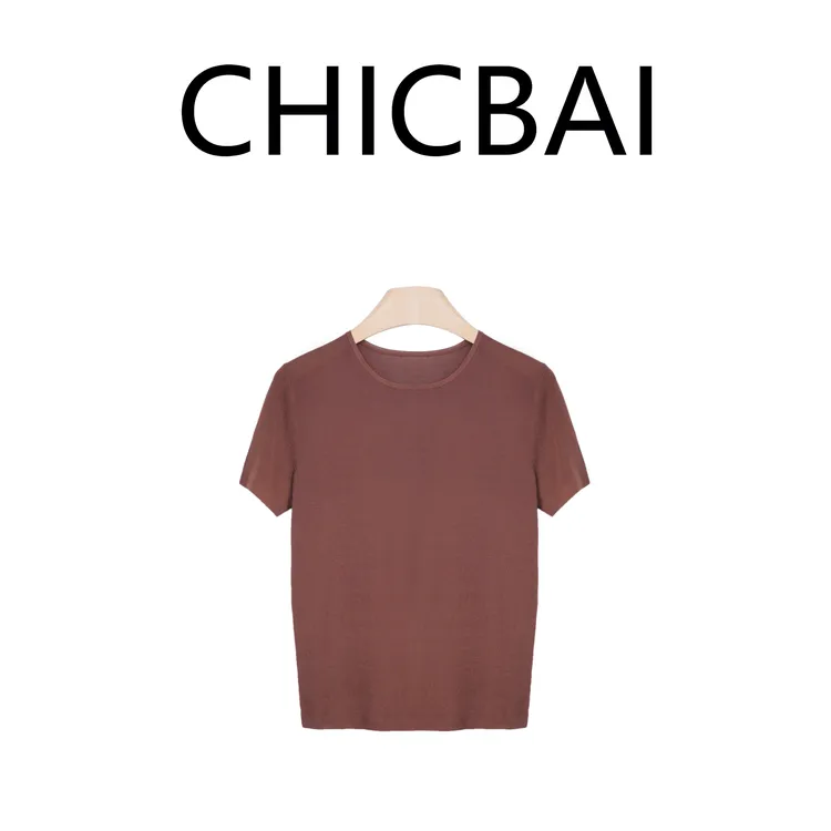 CHICBAI 小城风光天丝醋酸交织极简无龄感短袖上衣T