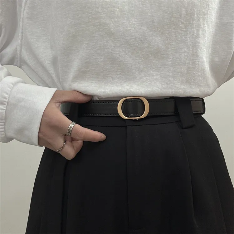 细款无孔百搭女士腰带韩版简约免打孔收腰装饰牛仔裤带女休闲皮带