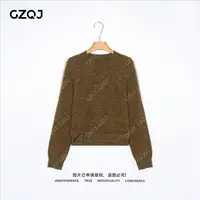 老琴私服【松间织语】琥珀流光风100绵羊毛圆领长袖毛衣女秋冬82224