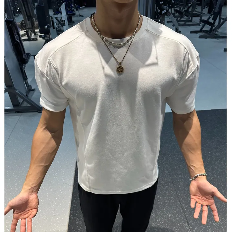 XKG春夏重磅液氨太空棉t恤拼接显身材设计高弹抗皱冰感短袖男潮牌
