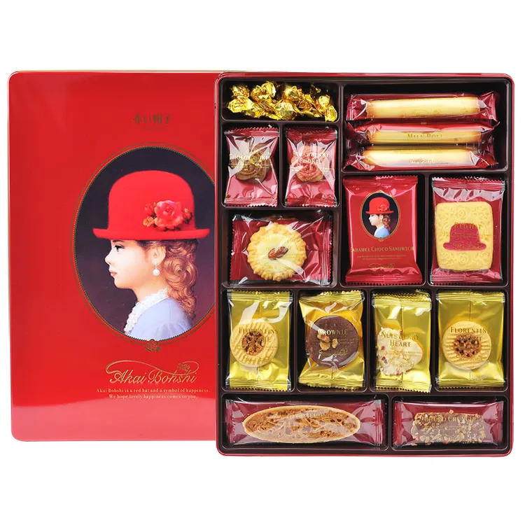 顺丰包邮日本进口千朋红帽子饼干巧克力曲奇礼盒伴手中秋礼物喜饼