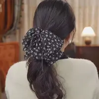 高级感花丛中抓夹清新甜美碎花飘带马尾抓夹田园风显发量发饰3157