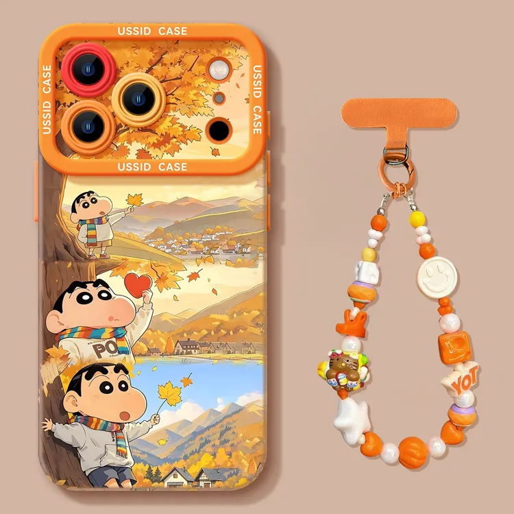 枫叶蜡笔小新适用苹果17promax手机iphone15高级感17air防摔14壳