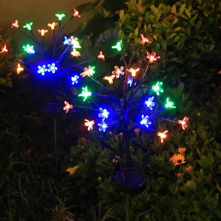 太阳能樱花树枝灯太阳能萤火虫LED庭院地插灯彩灯太阳能庭院灯