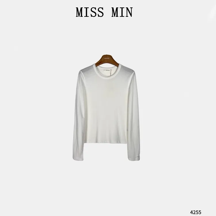 MISS MIN【面膜T】经典亲肤打底衣百搭清冷感衣服修身显瘦上衣 4255
