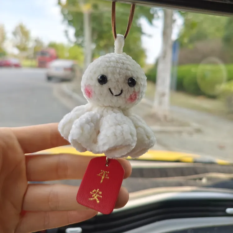 晴天娃娃手工编织成品车内挂件平安牌车内装饰包挂件吊坠网红爆款