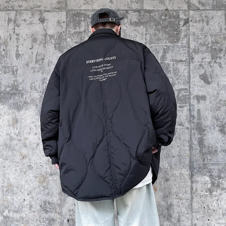 潮胖子2025冬季羽绒装翻领衬衫轻薄款羽绒服男加肥加大码抗寒外套