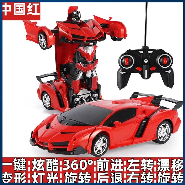 一键变形遥控车RC男孩儿童机器人赛兰博跑车模型玩具汽车炫酷