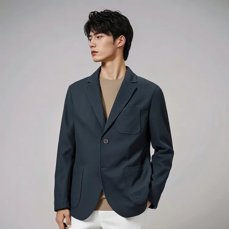 MCS合身版美式休闲西装领复古百搭男西服外套秋冬新款CW23WB080M