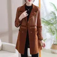 A32外套女中长款两粒扣秋冬新款加厚妈妈装外套