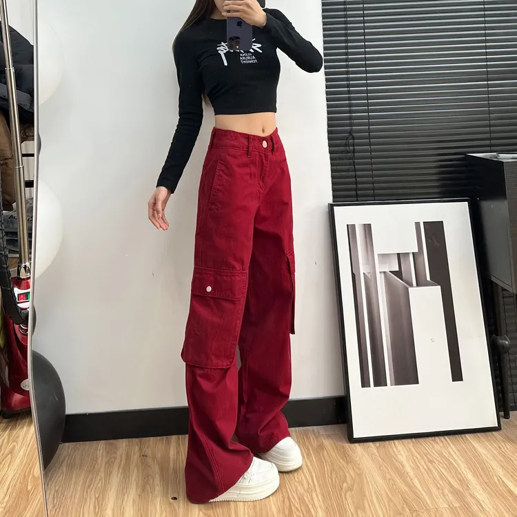 新2025新款高个子168直筒工装裤美式复古高腰显瘦8329