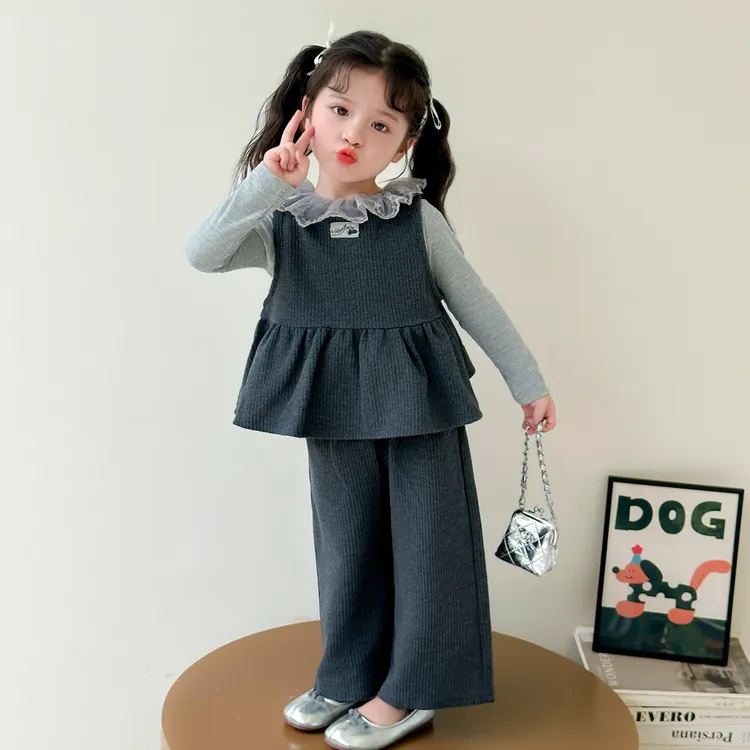 女童套装春秋装2025新款儿童洋气小女孩秋季马甲三件套时髦韩版潮