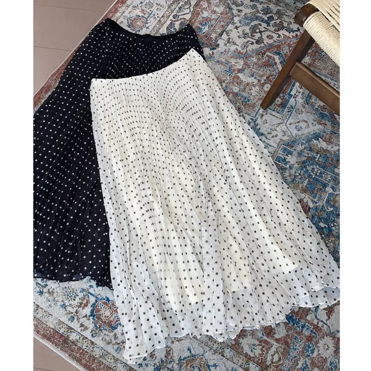 LNHJ【圆点夏日】时尚百搭高腰百褶波点半身裙
