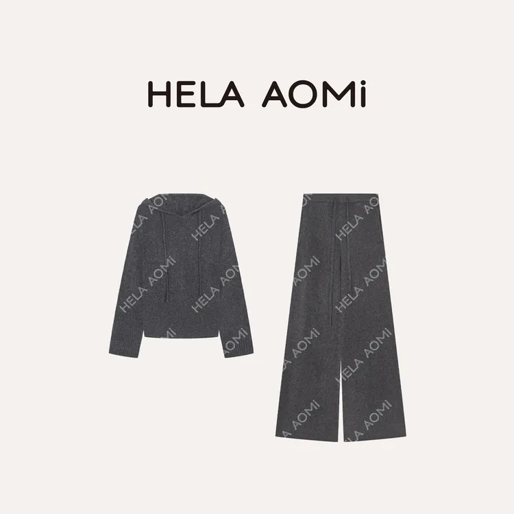 HELA AOMI “超柔套装”绵羊毛山羊绒下摆卷边随性套装CY5CM99582