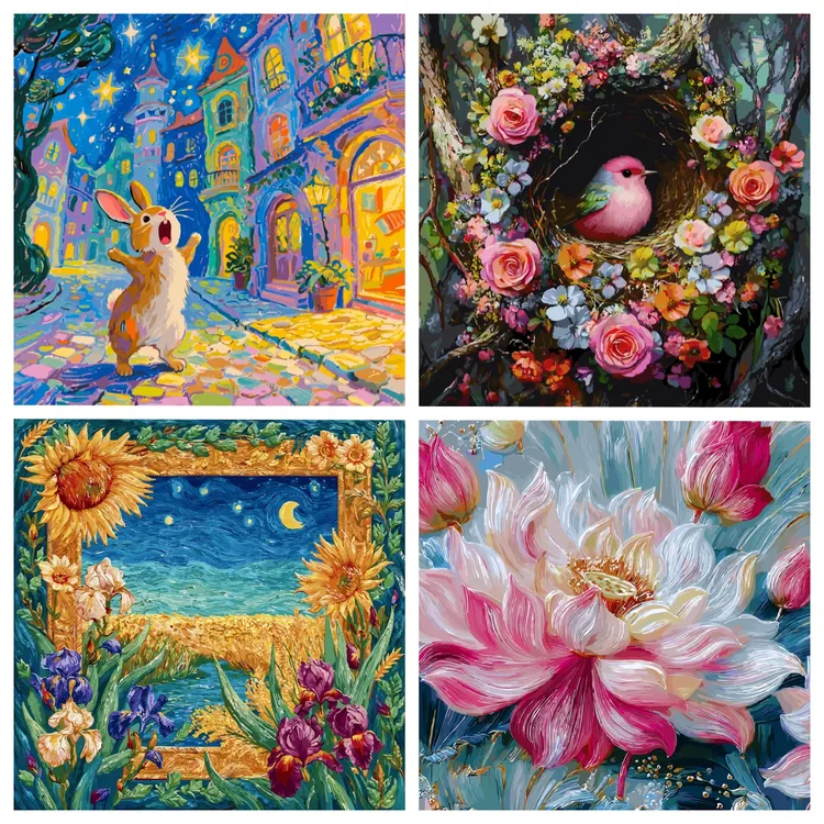 【爆品链接】子儒画艺diy数字油画填色手绘肌理感油彩画