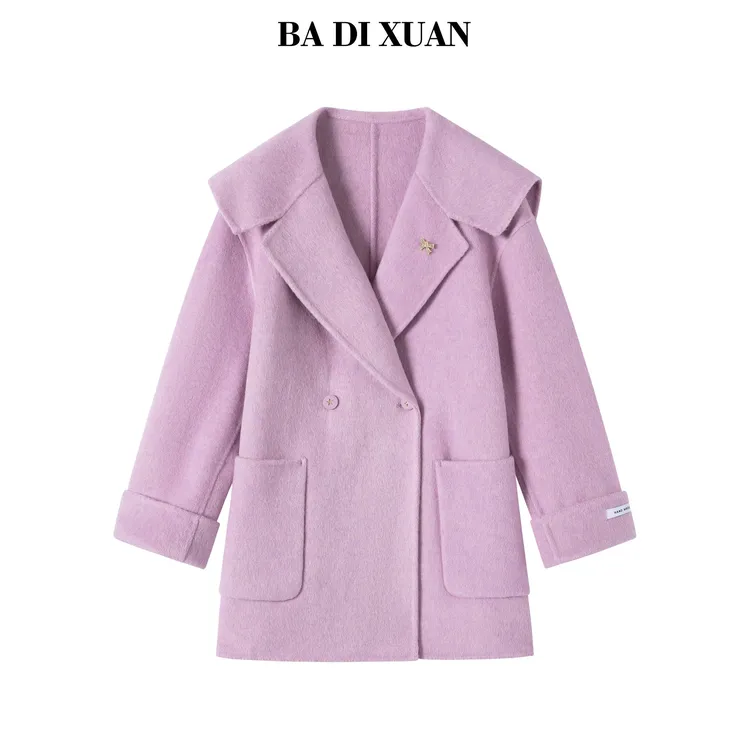 2025新款你双面羊毛大衣海军领短款秋冬外套8607