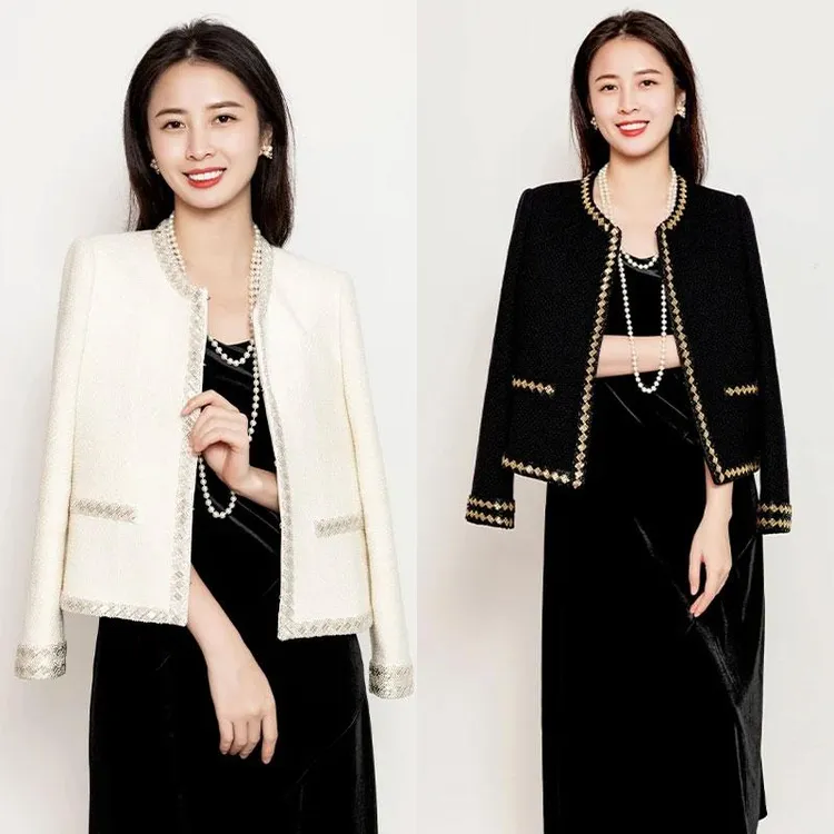 拍一发三，钉珠不起球法式女长袖羊毛短外套时尚百搭女装TVDC304