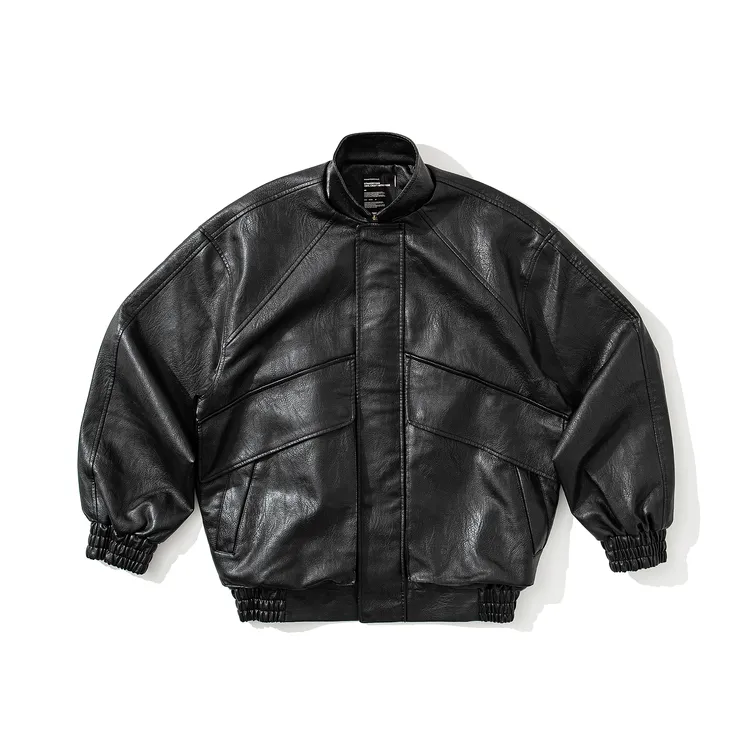 美式复古经典工装MA1飞行员夹克PU皮衣男春秋宽松机车服立领上衣