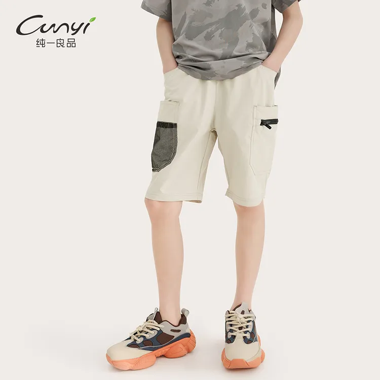 纯一良品童装儿童休闲裤夏季新品中大童拼接撞色时尚五分裤