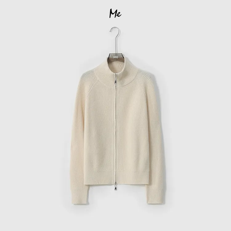 ME【黄金肩】100%绵羊毛初剪澳毛高领坑条显瘦保暖针织毛衣MESA5243