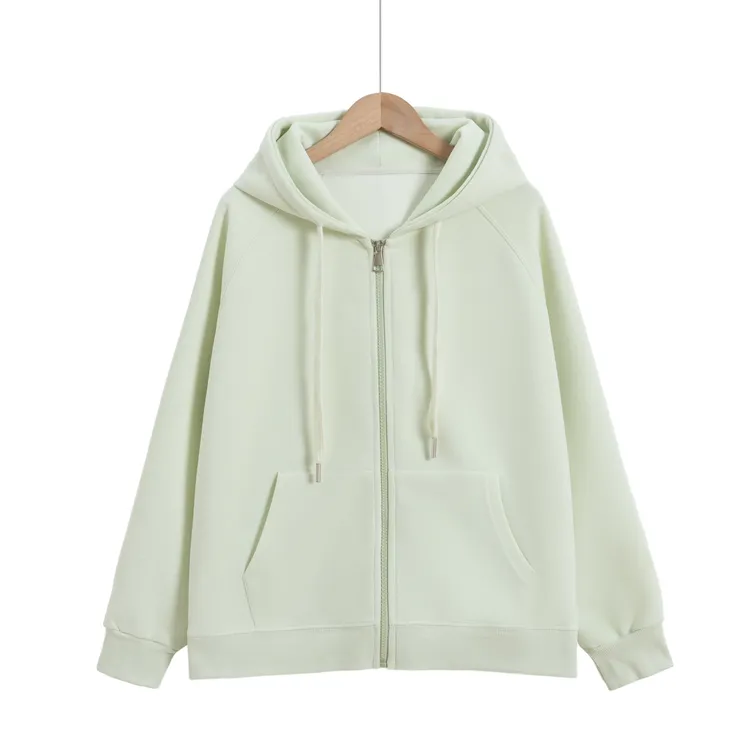 宽松连帽卫衣女款插肩袖休闲外套秋冬季百搭纯色针织运动长袖女士