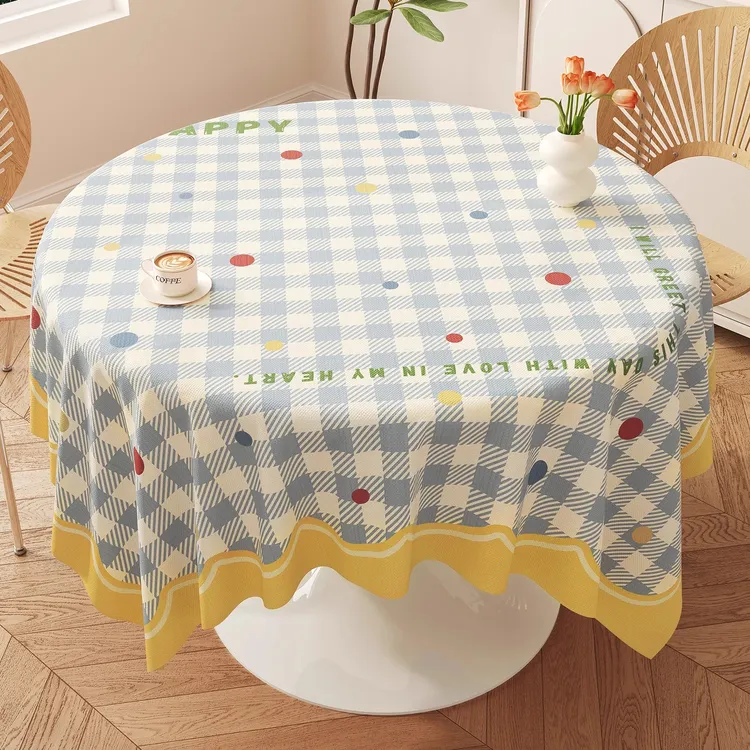 奶油风圆桌桌布防水防油免洗餐桌桌布2025新款轻奢高级感pvc桌垫