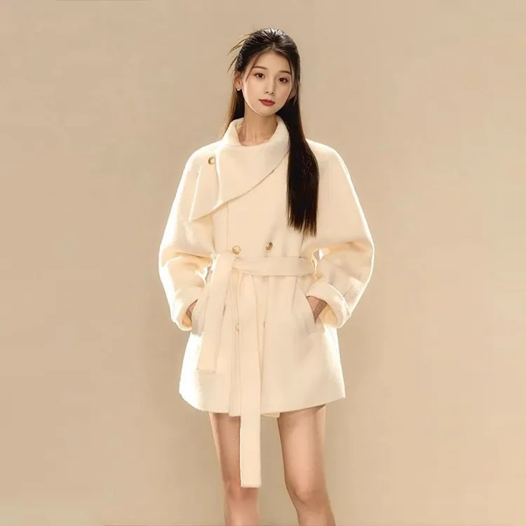 独特超好看羊毛呢外套女2025秋冬季新款设计感小个子短款呢子大衣