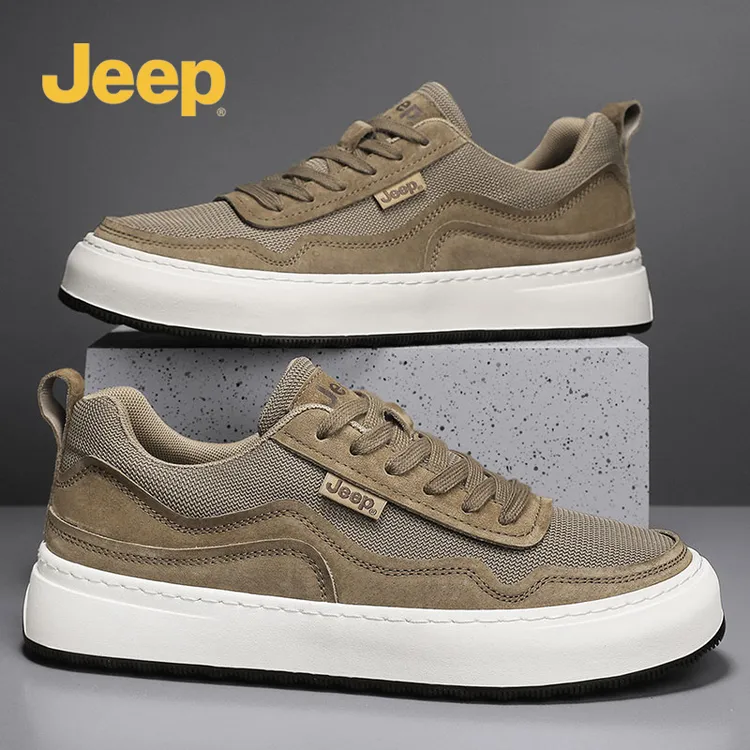 jeep休闲鞋潮流百搭轻便春季秋季低帮透气板鞋休闲板鞋防臭圆头男