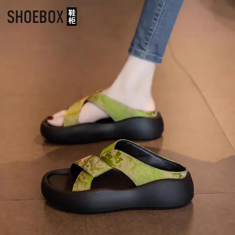 SHOEBOX鞋柜凉拖鞋女夏外穿配裙子2025新款厚底百搭休闲沙滩凉鞋