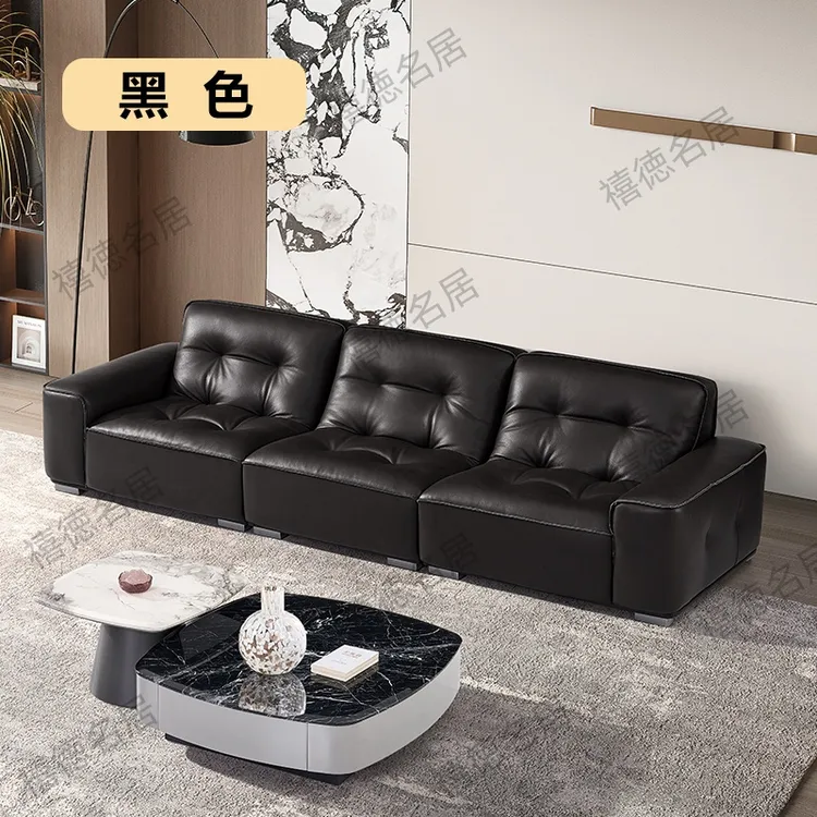 禧德名居黑金刚沙发客厅意式简约直排2025新款全真皮加厚头层牛皮
