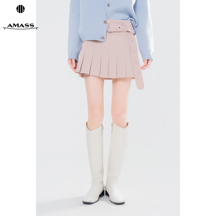 AMASS/阿玛施早秋新款时尚辣妹风气质中腰设计感百褶半身裙520071